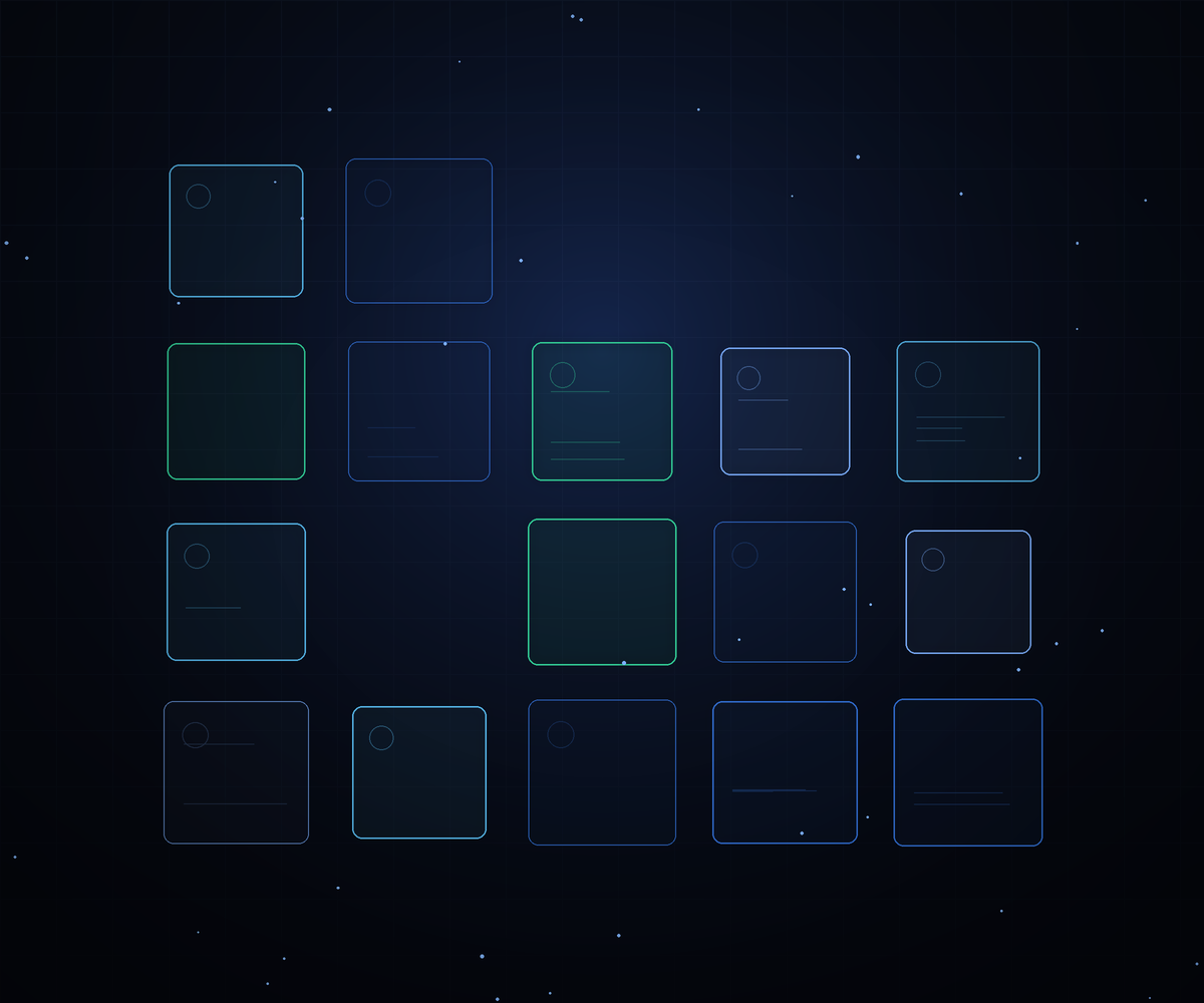 Abstract multilingual design frame grid illustration for Canvora